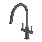 Clearwater Kira KIR30MB Double Lever Tap with Twin Spray Pull-Out  Matt Black