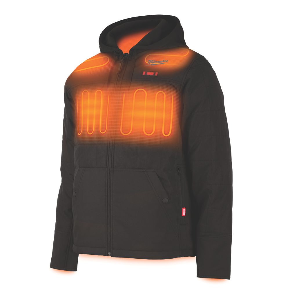Milwaukee M12 HPJBL2 0 12V Li Ion RedLithium Heated Puffer Jacket Black Medium 40 Chest Bare Screwfix