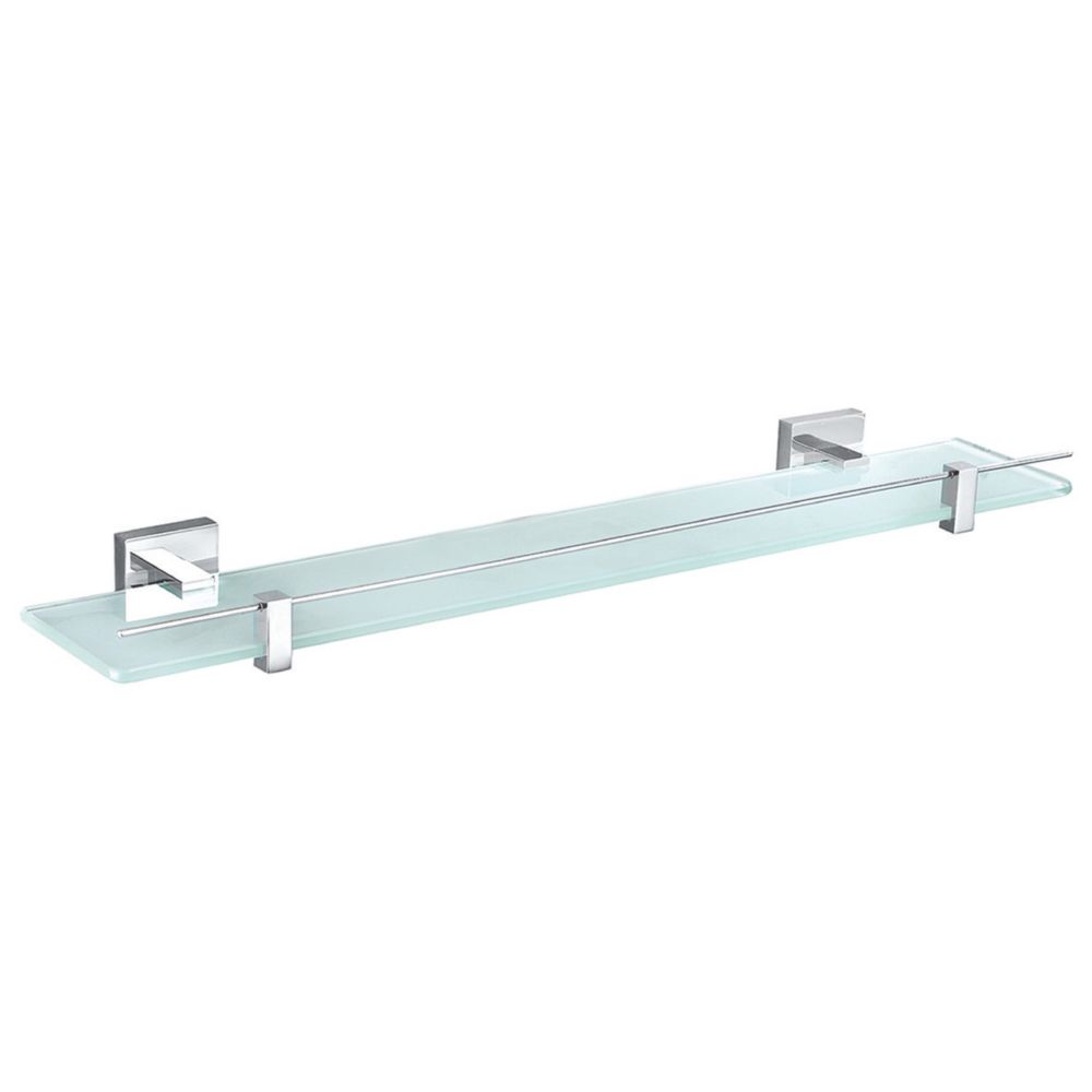 Aqualux Epsom Chrome Brass Glass Shelf 635mm x 70mm x 145mm - Screwfix