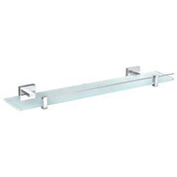 Aqualux Epsom Chrome Brass Glass Shelf 635mm x 70mm x 145mm - Screwfix