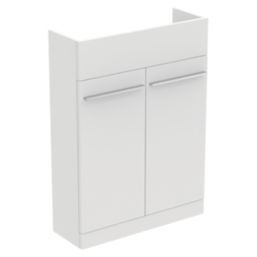 Ideal Standard i.life S Semi-Countertop Floorstanding Basin Unit with Chrome Handles & Basin Matt White 600mm x 210mm x 835mm