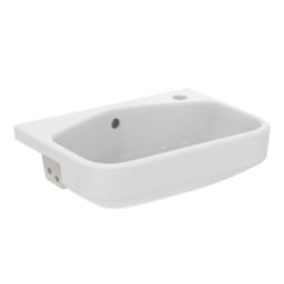Ideal Standard i.life S Semi-Countertop Floorstanding Basin Unit with Chrome Handles & Basin Matt White 600mm x 210mm x 835mm