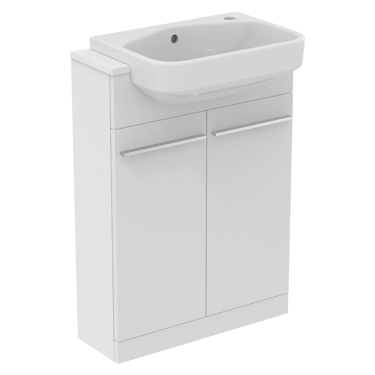 Ideal Standard i.life S Semi-Countertop Floorstanding Basin Unit with Chrome Handles & Basin Matt White 600mm x 210mm x 835mm (531HM)