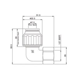 Flomasta  Plastic Push-Fit Angled Tap Connector 15mm x 1/2"