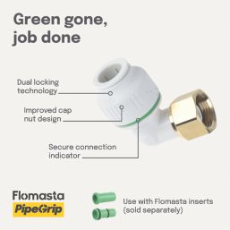 Flomasta  Plastic Push-Fit Angled Tap Connector 15mm x 1/2"