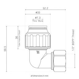 Flomasta  Plastic Push-Fit Angled Tap Connector 15mm x 1/2"