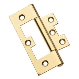 Smith & Locke Polished Brass  Flush Hinges 100mm x 59.5mm 2 Pack