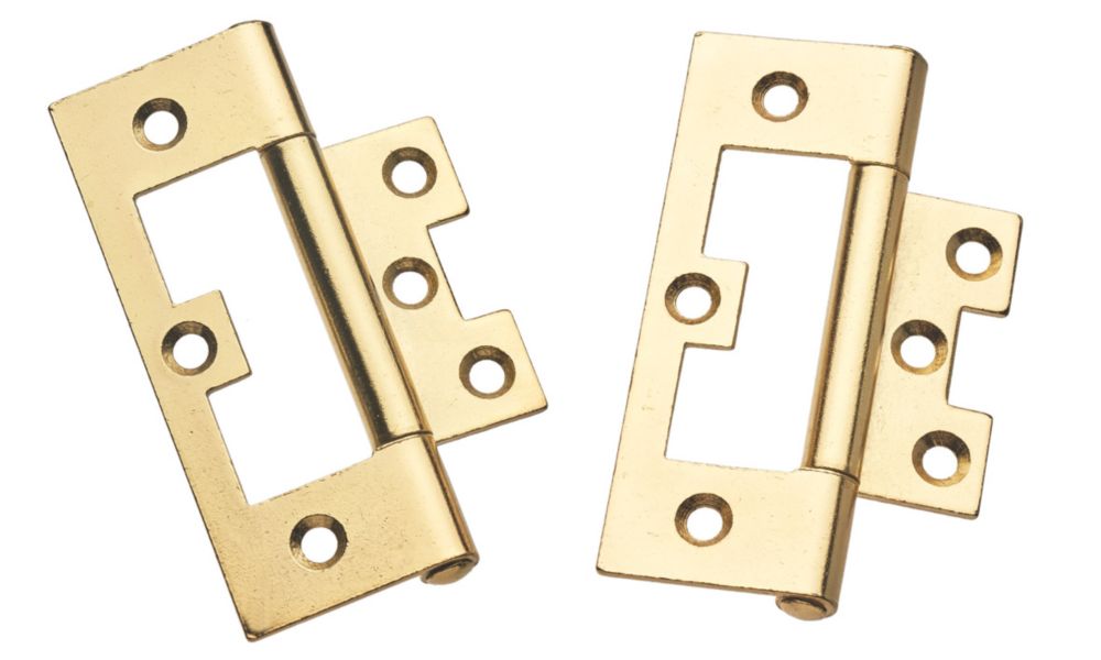 Smith & Locke Polished Brass Flush Hinges 100mm x 59.5mm 2 Pack Screwfix