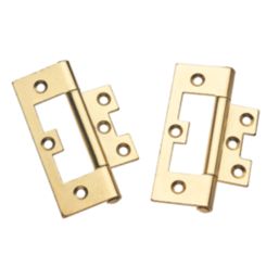 Smith & Locke Polished Brass  Flush Hinges 100mm x 59.5mm 2 Pack