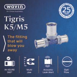 Wavin Tigris K5 Multi-Layer Composite Press-Fit Reducing Tee 20mm x 25mm x 20mm 10 Pack