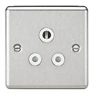 Knightsbridge CL5ABCW 5A 1-Gang Unswitched Socket Brushed Chrome with White Inserts