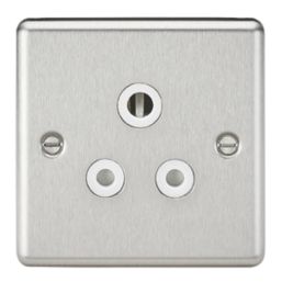 Knightsbridge  5A 1-Gang Unswitched Socket Brushed Chrome with White Inserts