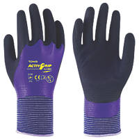 Towa ActivGrip CJ-569 Nitrile-Coated Gloves Black / Blue X Large
