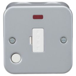 Knightsbridge Metal Clad 13A Unswitched Metal Clad Fused Spur & Flex Outlet with Neon