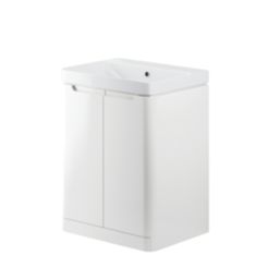 Floorstanding Vanity Unit & Basin Gloss White 605mm x 460mm x 840mm