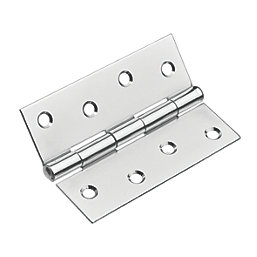 Smith & Locke Polished Chrome  Fixed Pin Butt Hinges  100mm x 71mm 2 Pack