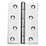 Smith & Locke Polished Chrome  Fixed Pin Butt Hinges  100mm x 71mm 2 Pack