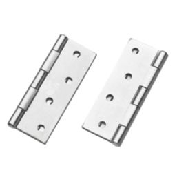 Smith & Locke Polished Chrome  Fixed Pin Butt Hinges  100mm x 71mm 2 Pack