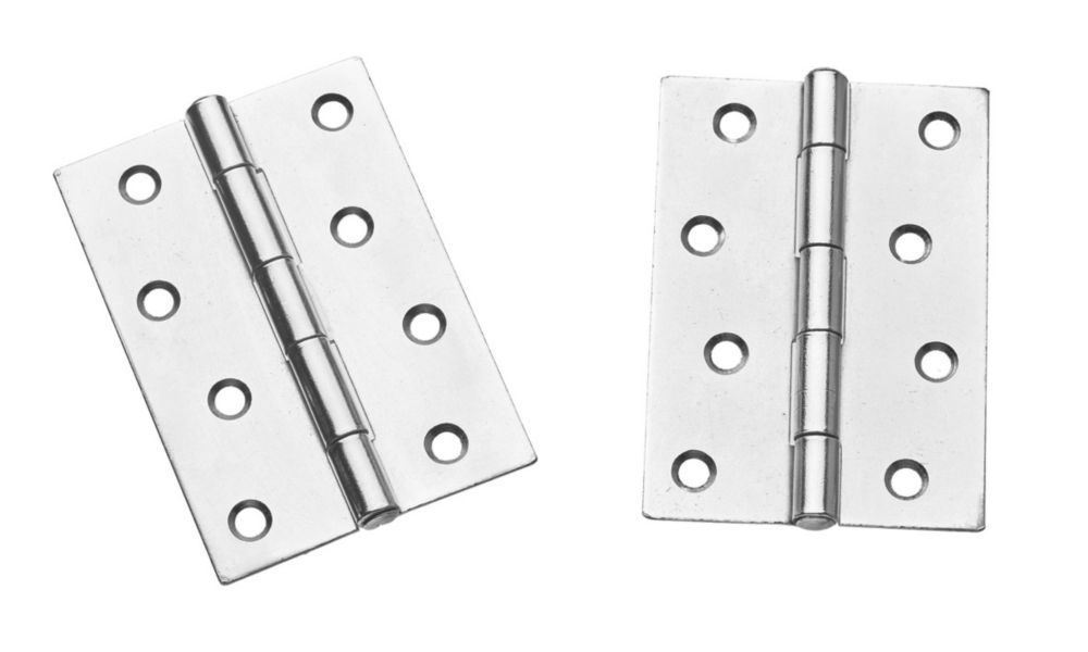 Smith & Locke Polished Chrome Fixed Pin Butt Hinges 100mm x 71mm 2 Pack