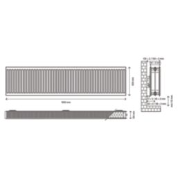Flomasta 600mm x 1800mm 10498BTU White Type 22 Convector Radiator