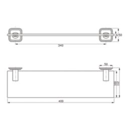 Swirl Swindale Chrome Tempered Glass & Zinc Alloy Bathroom Shelf 400mm x 107mm x 50mm