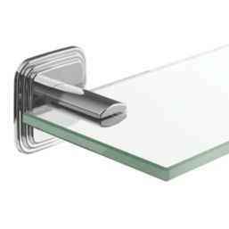 Swirl Swindale Chrome Tempered Glass & Zinc Alloy Bathroom Shelf 400mm x 107mm x 50mm