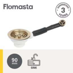 Flomasta Sink Strainer Brushed Brass 90mm