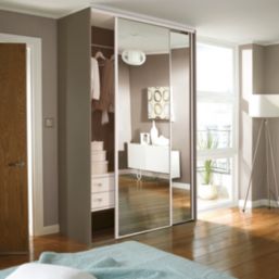 Spacepro Classic 2-Door Framed Sliding Wardrobe Doors White Frame Mirror Panel 1489mm x 2260mm