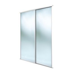 Spacepro Classic 2-Door Framed Sliding Wardrobe Doors White Frame Mirror Panel 1489mm x 2260mm