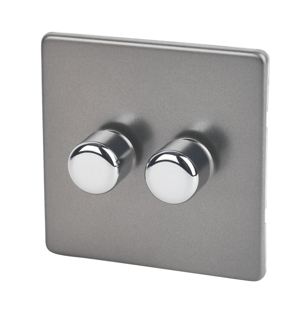 Varilight V-Dim 2-Gang 2-Way  Dimmer Switch  Slate Grey
