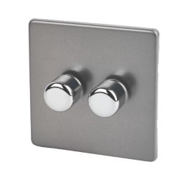 Varilight V-Dim 2-Gang 2-Way  Dimmer Switch  Slate Grey