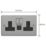 Varilight  13A 2-Gang SP Switched Socket + 4A 20W 2-Outlet Type A & C USB Charger Brushed Steel with Black Inserts