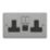 Varilight  13A 2-Gang SP Switched Socket + 4A 20W 2-Outlet Type A & C USB Charger Brushed Steel with Black Inserts