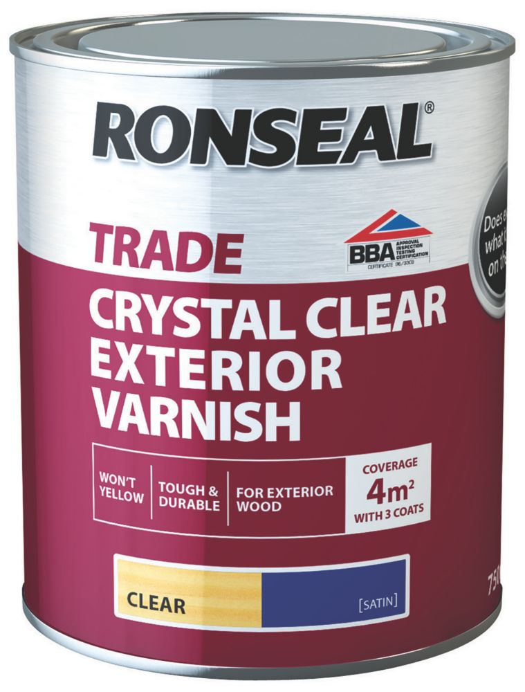 Ronseal 750ml Clear Satin Water-Based Wood Varnish