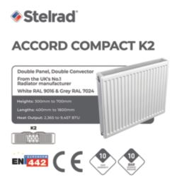 Stelrad 450mm x 1800mm 8138BTU White Type 22 Convector Radiator