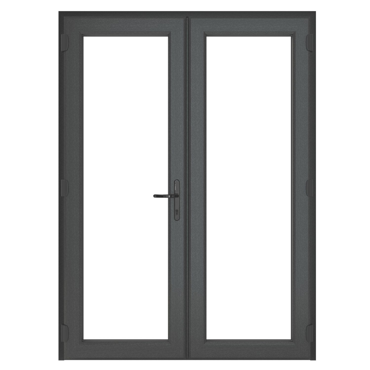 Crystal Anthracite Grey Triple-Glazed uPVC French Door Set 2090mm x 1490mm (533JN)