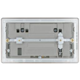 LAP  13A 2-Gang DP Switched Socket + 3.1A 15.5W 2-Outlet Type A USB Charger Brushed Stainless Steel with Graphite Inserts