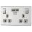 LAP  13A 2-Gang DP Switched Socket + 3.1A 15.5W 2-Outlet Type A USB Charger Brushed Stainless Steel with Graphite Inserts