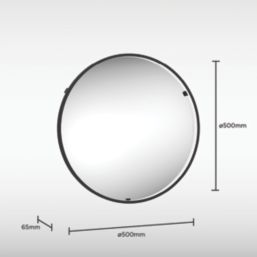 Sensio Aspect Round Illuminated Bathroom Mirror Black With 264 / 279 / 429lm LED Light 500mm x 500mm