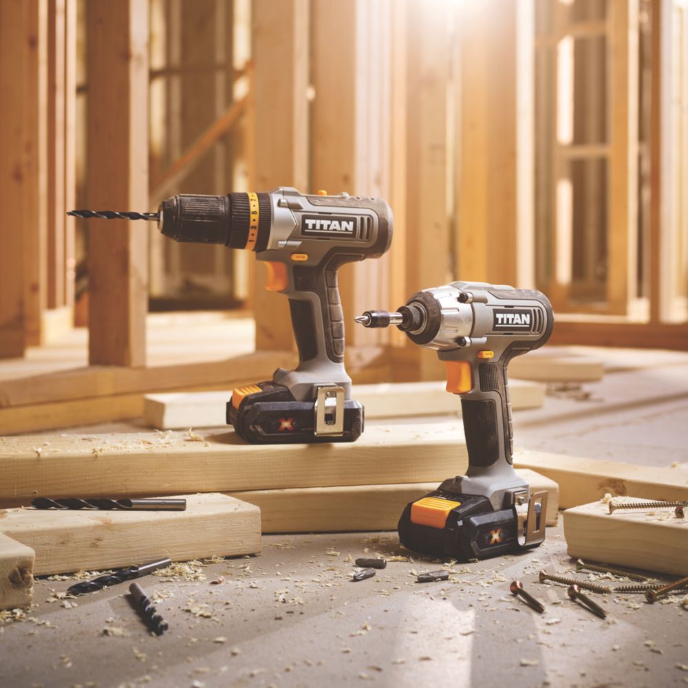 Titan TTI884COM/TTI885IPD 18V 2 x 2.0Ah Li-Ion TXP Cordless Twin Pack -  Screwfix