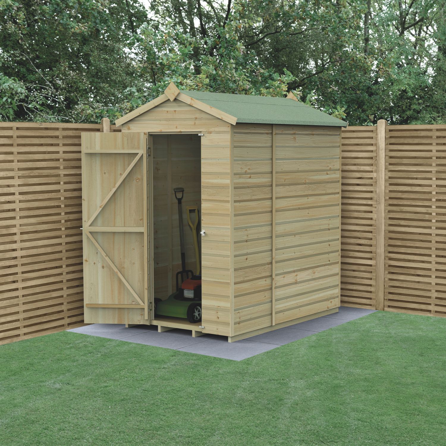 Forest Beckwood 4' x 6' (Nominal) Apex Shiplap Timber Shed with Base & Assembly (533PW)