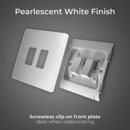British General Evolve 20A 16AX 2-Gang 2-Way Light Switch  Pearlescent White with White Inserts