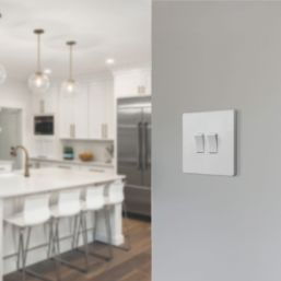 British General Evolve 20A 16AX 2-Gang 2-Way Light Switch  Pearlescent White with White Inserts