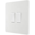 British General Evolve 20 A  16AX 2-Gang 2-Way Light Switch  Pearlescent White with White Inserts