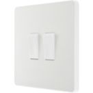 British General Evolve 20A 16AX 2-Gang 2-Way Light Switch  Pearlescent White with White Inserts
