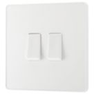 British General Evolve 20A 16AX 2-Gang 2-Way Light Switch  Pearlescent White with White Inserts