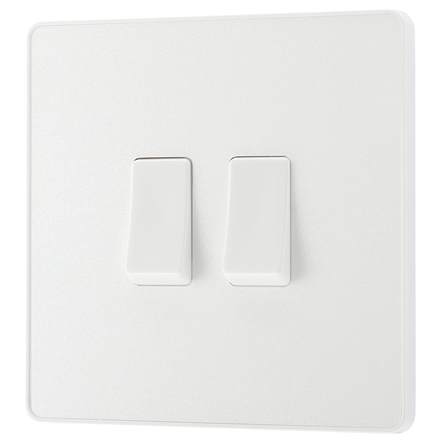 British General Evolve 20A 16AX 2-Gang 2-Way Light Switch Pearlescent White with White Inserts (533PY)
