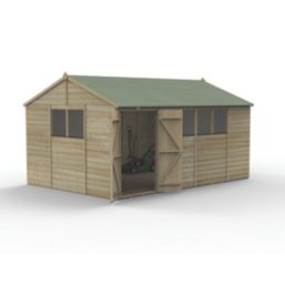 Forest Beckwood 14' 6" x 10' (Nominal) Reverse Apex Shiplap Timber Shed with Base