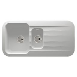 Abode Dune 1.5 Bowl Granite Composite Kitchen Sink Frost White Reversible 1000mm x 500mm