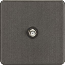 Knightsbridge  1-Gang F-Type Satellite Socket Smoked Bronze